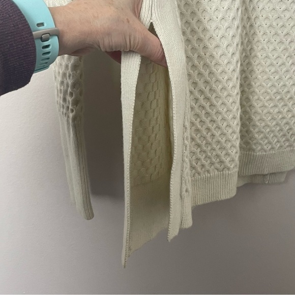 Athleta Tunic Sweater Checkerboard Knit High/Low Hem Cream Size Small - Picture 4 of 13